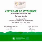 World Congress of Dermatology 2019, Milan, Italy_serifikat